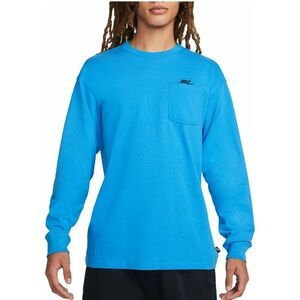 NWT Nike Men's Sportswear Premium Essentials Long-Sleeve Pocket T-Shirt in Blue
